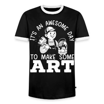 It's An Awesome Day To Make Art Teacher Painter - Men's Ringer Shirt - black/white - Front - AI Model Female 172 light (172cm) & AI Model Male 178 light (178cm)