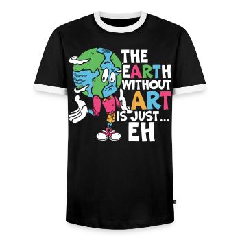 Die Erde ohne Kunst ist nur eh Kunstlehrer - Männer Kontrast-T-Shirt - Schwarz/Weiß - Vorne - AI Model Female 172 light (172cm) & AI Model Male 178 light (178cm)