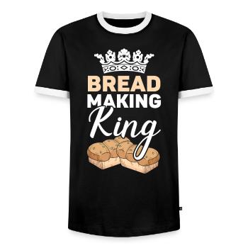Bread Making King Baking Baker Bake Bakery Bread - Men's Ringer Shirt - black/white - Front - AI Model Female 172 light (172cm) & AI Model Male 178 light (178cm)