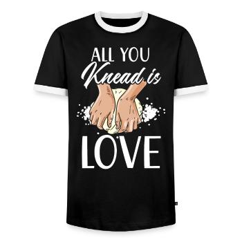 All You Knead Is Love Bread Baking Baker Bake - Men's Ringer Shirt - black/white - Front - AI Model Female 172 light (172cm) & AI Model Male 178 light (178cm)