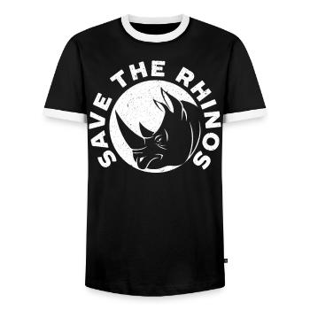 Rettet den Nashorn-Nashorn-Wildtier-Pflanzenfresser - Männer Kontrast-T-Shirt - Schwarz/Weiß - Vorne - AI Model Female 172 light (172cm) & AI Model Male 178 light (178cm)