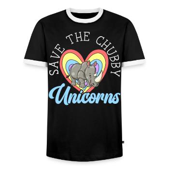 Rettet die pummeligen Einhörner Rhinocerus Wildlife - Männer Kontrast-T-Shirt - Schwarz/Weiß - Vorne - AI Model Female 172 light (172cm) & AI Model Male 178 light (178cm)