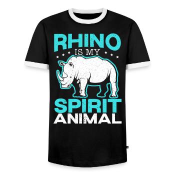 Nashorn ist mein Geistertier Nashorn Wildtier - Männer Kontrast-T-Shirt - Schwarz/Weiß - Vorne - AI Model Female 172 light (172cm) & AI Model Male 178 light (178cm)