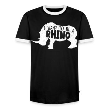 Ich möchte Nashorn Nashorn Wildtier Herbivore - Männer Kontrast-T-Shirt - Schwarz/Weiß - Vorne - AI Model Female 172 light (172cm) & AI Model Male 178 light (178cm)