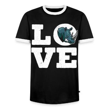 Liebe Nashorn Nashorn Wildtier Tier Pflanzenfresser - Männer Kontrast-T-Shirt - Schwarz/Weiß - Vorne - AI Model Female 172 light (172cm) & AI Model Male 178 light (178cm)
