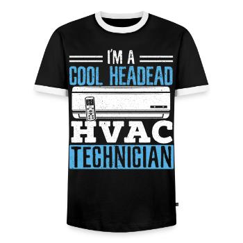 Je suis un technicien CVC à tête froide Réparation de climatisation - T-shirt contrasté Homme - noir/blanc - Devant - AI Model Female 172 light (172cm) & AI Model Male 178 light (178cm)