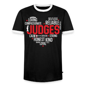 Meilleur juge de tous les temps Avocat Système de justice - T-shirt contrasté Homme - noir/blanc - Devant - AI Model Female 172 light (172cm) & AI Model Male 178 light (178cm)