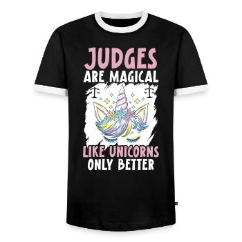 Judges Are Magical Like Unicorns Only Better - Men's Ringer Shirt - black/white - Front - AI Model Female 172 light (172cm) & AI Model Male 178 light (178cm)