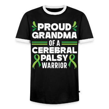 Fière grand-mère d’une guerrière guerrière atteinte de paralysie cérébrale Mamie - T-shirt contrasté Homme - noir/blanc - Devant - AI Model Female 172 light (172cm) & AI Model Male 178 light (178cm)