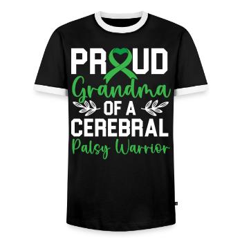 Fière grand-mère d’une guerrière guerrière atteinte de paralysie cérébrale Mamie - T-shirt contrasté Homme - noir/blanc - Devant - AI Model Female 172 light (172cm) & AI Model Male 178 light (178cm)
