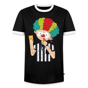 Clown Referee Game Offizieller Sportsmanship Whistle - Männer Kontrast-T-Shirt - Schwarz/Weiß - Vorne - AI Model Female 172 light (172cm) & AI Model Male 178 light (178cm)