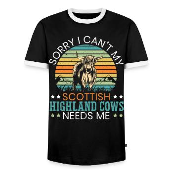 Désolé, je ne peux pas mes vaches Scottist Highland ont besoin de moi - T-shirt contrasté Homme - noir/blanc - Devant - AI Model Female 172 light (172cm) & AI Model Male 178 light (178cm)