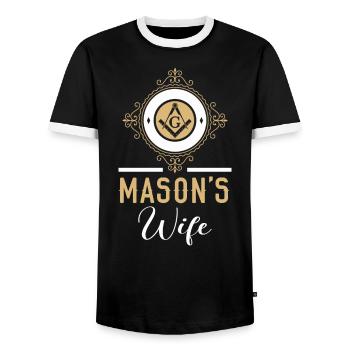 Mason's Wife Freemason Masonic Freemasonry - Men's Ringer Shirt - black/white - Front - AI Model Female 172 light (172cm) & AI Model Male 178 light (178cm)