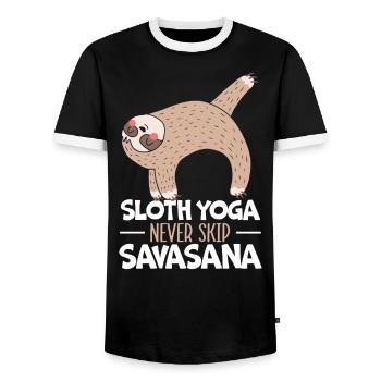 Sloth Yoga Ne Jamais Sauter Savasana Fitness Yoga Paresseux - T-shirt contrasté Homme - noir/blanc - Devant - AI Model Female 172 light (172cm) & AI Model Male 178 light (178cm)