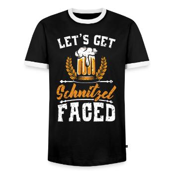 Obtenons Schnitzel Face Buveur de bière - T-shirt contrasté Homme - noir/blanc - Devant - AI Model Female 172 light (172cm) & AI Model Male 178 light (178cm)