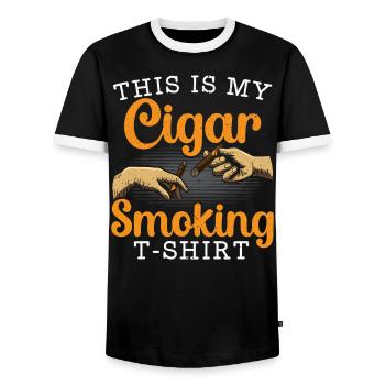 Zigarettenraucher Tabak Das ist mein Zigarrenrauchen - Männer Kontrast-T-Shirt - Schwarz/Weiß - Vorne - AI Model Female 172 light (172cm) & AI Model Male 178 light (178cm)