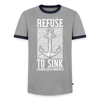 Weigern Sie sich, das Bewusstsein für Karzinoidkrebs zu senken - Männer Kontrast-T-Shirt - Grau/Navy  - Vorne - AI Model Female 172 light (172cm) & AI Model Male 178 light (178cm)