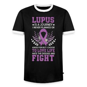 Sensibilisation au lupus Purple Ribbon Maladie auto-immune - T-shirt contrasté Homme - noir/blanc - Devant - AI Model Female 172 light (172cm) & AI Model Male 178 light (178cm)