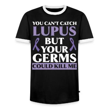 Vous ne pouvez pas attraper le lupus, mais vos germes pourraient me tuer - T-shirt contrasté Homme - noir/blanc - Devant - AI Model Female 172 light (172cm) & AI Model Male 178 light (178cm)