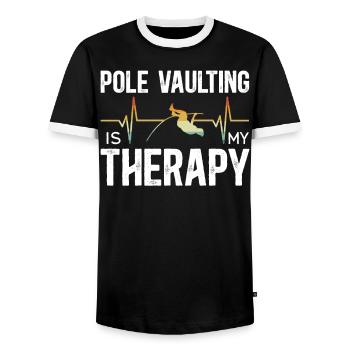 Pole Vaulting Is My Therapy Pole Vaulter - Men's Ringer Shirt - black/white - Front - AI Model Female 172 light (172cm) & AI Model Male 178 light (178cm)