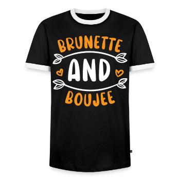 Brünette und Boujee Braune Haare Mode Blond - Männer Kontrast-T-Shirt - Schwarz/Weiß - Vorne - AI Model Female 172 light (172cm) & AI Model Male 178 light (178cm)