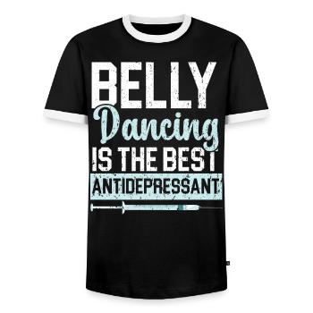 Belly Dancing Is The Best Antidepressant Shimmy - Men's Ringer Shirt - black/white - Front - AI Model Female 172 light (172cm) & AI Model Male 178 light (178cm)