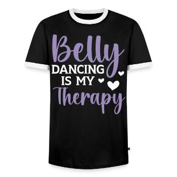Belly Dancing Is My Therapy Shimmy Belly Dancer - Men's Ringer Shirt - black/white - Front - AI Model Female 172 light (172cm) & AI Model Male 178 light (178cm)