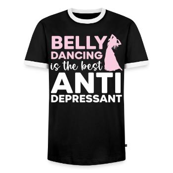 Belly Dancing Is The Best Antidepressant Shimmy - Men's Ringer Shirt - black/white - Front - AI Model Female 172 light (172cm) & AI Model Male 178 light (178cm)