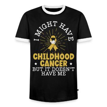Könnte Krebs im Kindesalter haben, aber es hat mich nicht - Männer Kontrast-T-Shirt - Schwarz/Weiß - Vorne - AI Model Female 172 light (172cm) & AI Model Male 178 light (178cm)