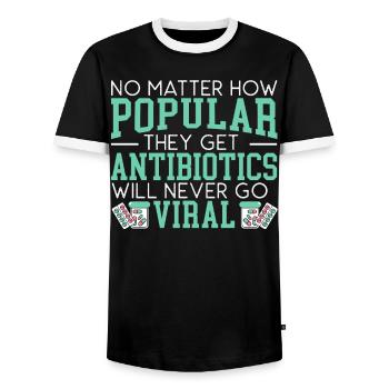 Antibiotics Will Never Go Viral Pharmacist - Men's Ringer Shirt - black/white - Front - AI Model Female 172 light (172cm) & AI Model Male 178 light (178cm)