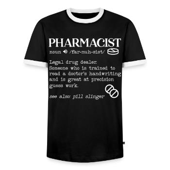 Pharmacien Prescription Pharmacie Médical - T-shirt contrasté Homme - noir/blanc - Devant - AI Model Female 172 light (172cm) & AI Model Male 178 light (178cm)