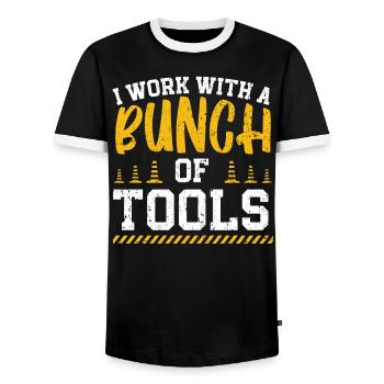 I Work With A Bunch Of Tools Construction Worker - Men's Ringer Shirt - black/white - Front - AI Model Female 172 light (172cm) & AI Model Male 178 light (178cm)