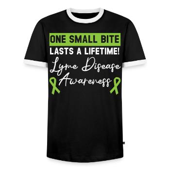 Ein kleiner Biss hält ein Leben lang Lyme-Borreliose - Männer Kontrast-T-Shirt - Schwarz/Weiß - Vorne - AI Model Female 172 light (172cm) & AI Model Male 178 light (178cm)