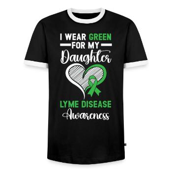 Ich trage Grün für meine Tochter Lyme-Borreliose - Männer Kontrast-T-Shirt - Schwarz/Weiß - Vorne - AI Model Female 172 light (172cm) & AI Model Male 178 light (178cm)