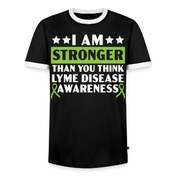 Je suis plus fort que vous ne le pensez maladie de Lyme - T-shirt contrasté Homme - noir/blanc - Devant - AI Model Female 172 light (172cm) & AI Model Male 178 light (178cm)