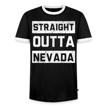 Straight Outta Nevada USA America Nevadans - Men's Ringer Shirt - black/white - Front - AI Model Female 172 light (172cm) & AI Model Male 178 light (178cm)