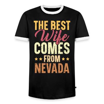 The Best Wife Comes From Nevada USA Nevadans - Men's Ringer Shirt - black/white - Front - AI Model Female 172 light (172cm) & AI Model Male 178 light (178cm)