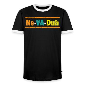 Ne-Va-Duh Nevada USA America Nevadians Nevadans - Men's Ringer Shirt - black/white - Front - AI Model Female 172 light (172cm) & AI Model Male 178 light (178cm)
