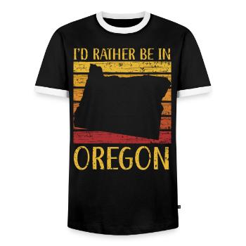 I'd Rather Be In Oregon USA America Oregonians - Men's Ringer Shirt - black/white - Front - AI Model Female 172 light (172cm) & AI Model Male 178 light (178cm)