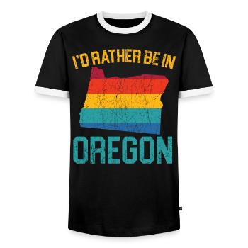 I'd Rather Be In Oregon USA America Oregonians - Men's Ringer Shirt - black/white - Front - AI Model Female 172 light (172cm) & AI Model Male 178 light (178cm)