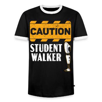 Vorsicht Student Walker Disabled Amputierter Amputierter - Männer Kontrast-T-Shirt - Schwarz/Weiß - Vorne - AI Model Female 172 light (172cm) & AI Model Male 178 light (178cm)