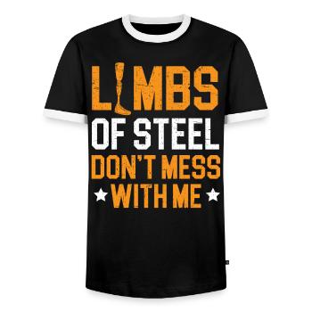 Amputationsrollstuhl Behinderter Amputierter Amputierter - Männer Kontrast-T-Shirt - Schwarz/Weiß - Vorne - AI Model Female 172 light (172cm) & AI Model Male 178 light (178cm)