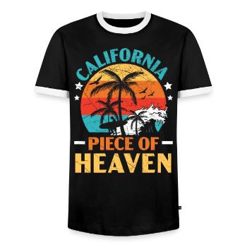 California Piece Of Heaven America Californian USA - Men's Ringer Shirt - black/white - Front - AI Model Female 172 light (172cm) & AI Model Male 178 light (178cm)