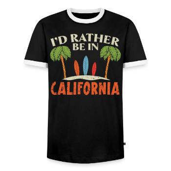 I'd Rather Be In California America Californian - Men's Ringer Shirt - black/white - Front - AI Model Female 172 light (172cm) & AI Model Male 178 light (178cm)