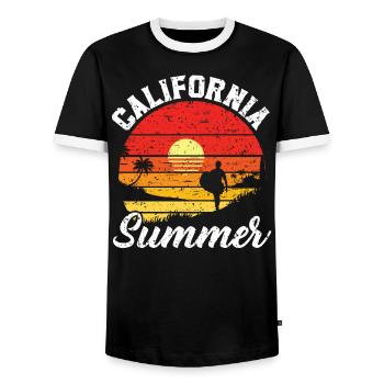 Kalifornien Sommer Amerika Amerikanisch Kalifornische USA - Männer Kontrast-T-Shirt - Schwarz/Weiß - Vorne - AI Model Female 172 light (172cm) & AI Model Male 178 light (178cm)