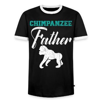 Schimpanse Vater Affe Tier Tierpfleger - Männer Kontrast-T-Shirt - Schwarz/Weiß - Vorne - AI Model Female 172 light (172cm) & AI Model Male 178 light (178cm)