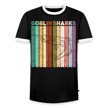 Retro Goblin Hai Tierliebhaber Meeresbiologe - Männer Kontrast-T-Shirt - Schwarz/Weiß - Vorne - AI Model Female 172 light (172cm) & AI Model Male 178 light (178cm)