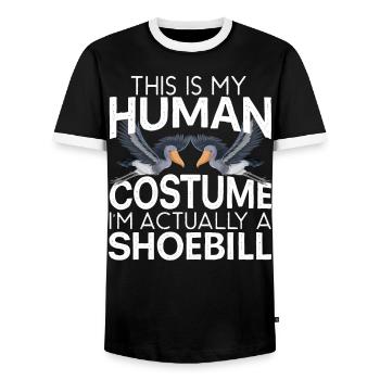 Das ist mein menschliches Kostüm Ich bin eigentlich ein Schuhschnabel - Männer Kontrast-T-Shirt - Schwarz/Weiß - Vorne - AI Model Female 172 light (172cm) & AI Model Male 178 light (178cm)