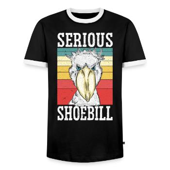Ernsthafter Schuhschnabel Storch Vogelflüsterer Walkopf - Männer Kontrast-T-Shirt - Schwarz/Weiß - Vorne - AI Model Female 172 light (172cm) & AI Model Male 178 light (178cm)