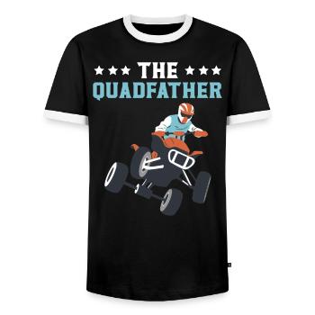 The Quadfather ATV Offroading Offroad Fathers Day - Men's Ringer Shirt - black/white - Front - AI Model Female 172 light (172cm) & AI Model Male 178 light (178cm)